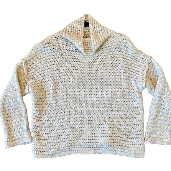 Aerie beige open knit wool blend cowl neck sweater size xs - Picture 9 of 9